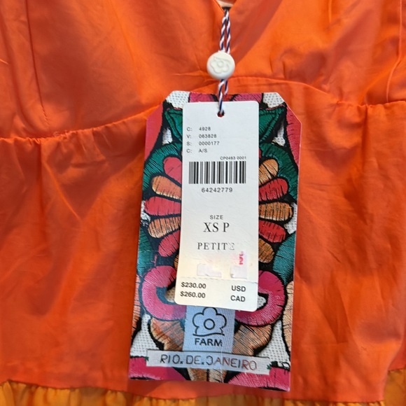 NWT Farm Rio puff sleeve colorful striped maxi XSP - Picture 3 of 6